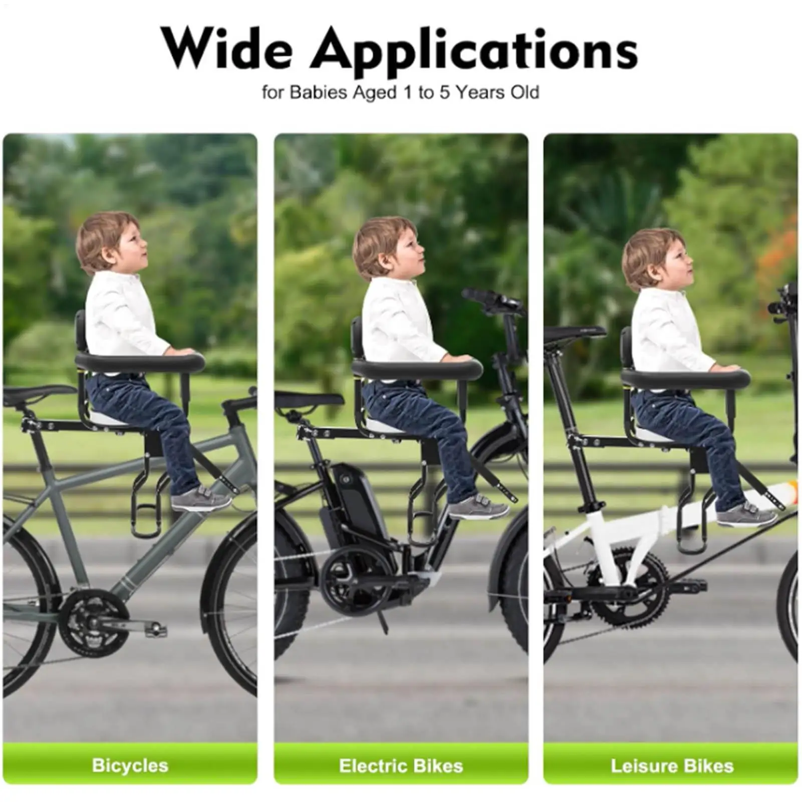 Seggiolino Bici Elettrica per Bambini Portatile con Spugna Ispessita - immagine 4
