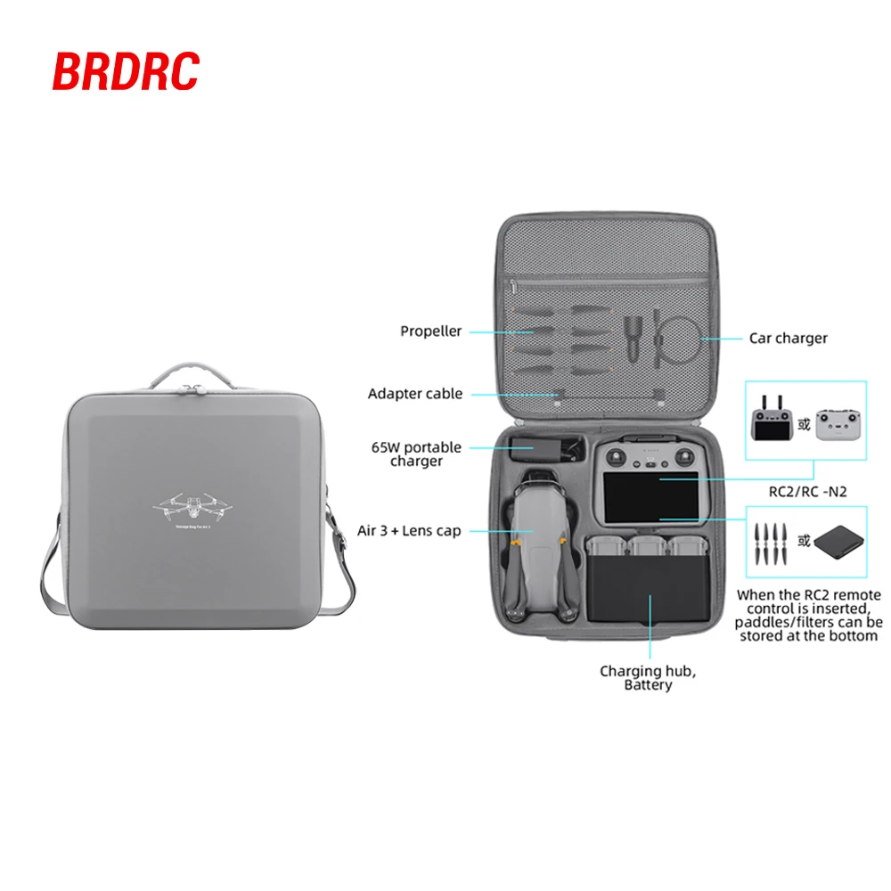 Sac de transport professionnel pour drone DJI gris clair, étui rigide étanche et anti-choc avec mousse intérieure