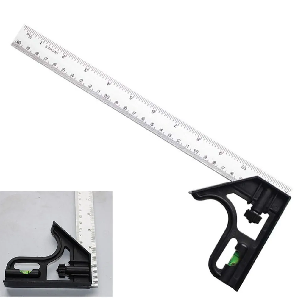 1PC Adjustable Combination Right Angle Ruler 90 Degrees with Bubble Level Gauge For Woodworking Multifunctional Measuring Tool 5