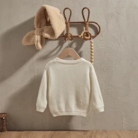 EWODOS Baby Thick Sweater Solid Color O-neck White Tops Loose Fit Long Sleeve Knitted Pullover for Infant Autumn Winter Clothing 2