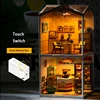 3D Puzzle Miniature House Coffee Shop Bookstore Convenience Store Assembly Toys with Lights Collection Decoration Christmas Gift 3