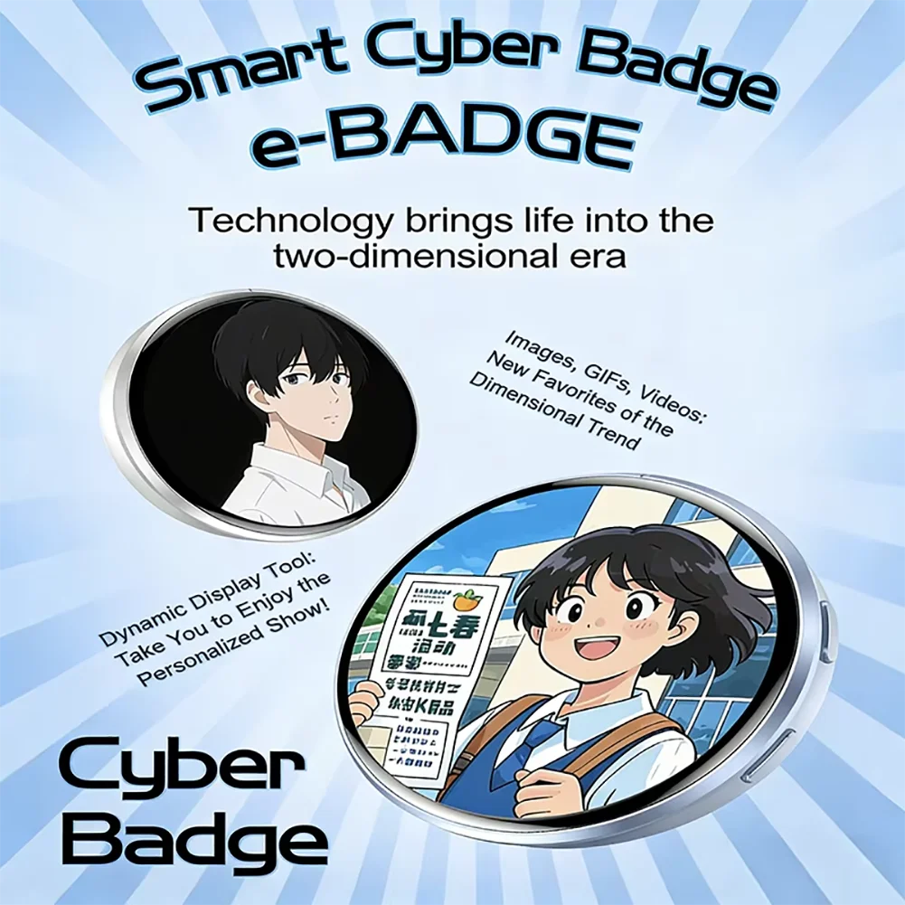 E-Badge HD 다이나믹 디스플레이 스마트 핀, E-Badge 블루투스 애니메이션 디지털 핀, 사진 및 애니메이션을 위한 앱 제어 기능 포함