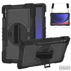 Rugged Shockproof Tablet Case with Stand and Strap for 10.9-12.4 Inch Tablets (01 Black)