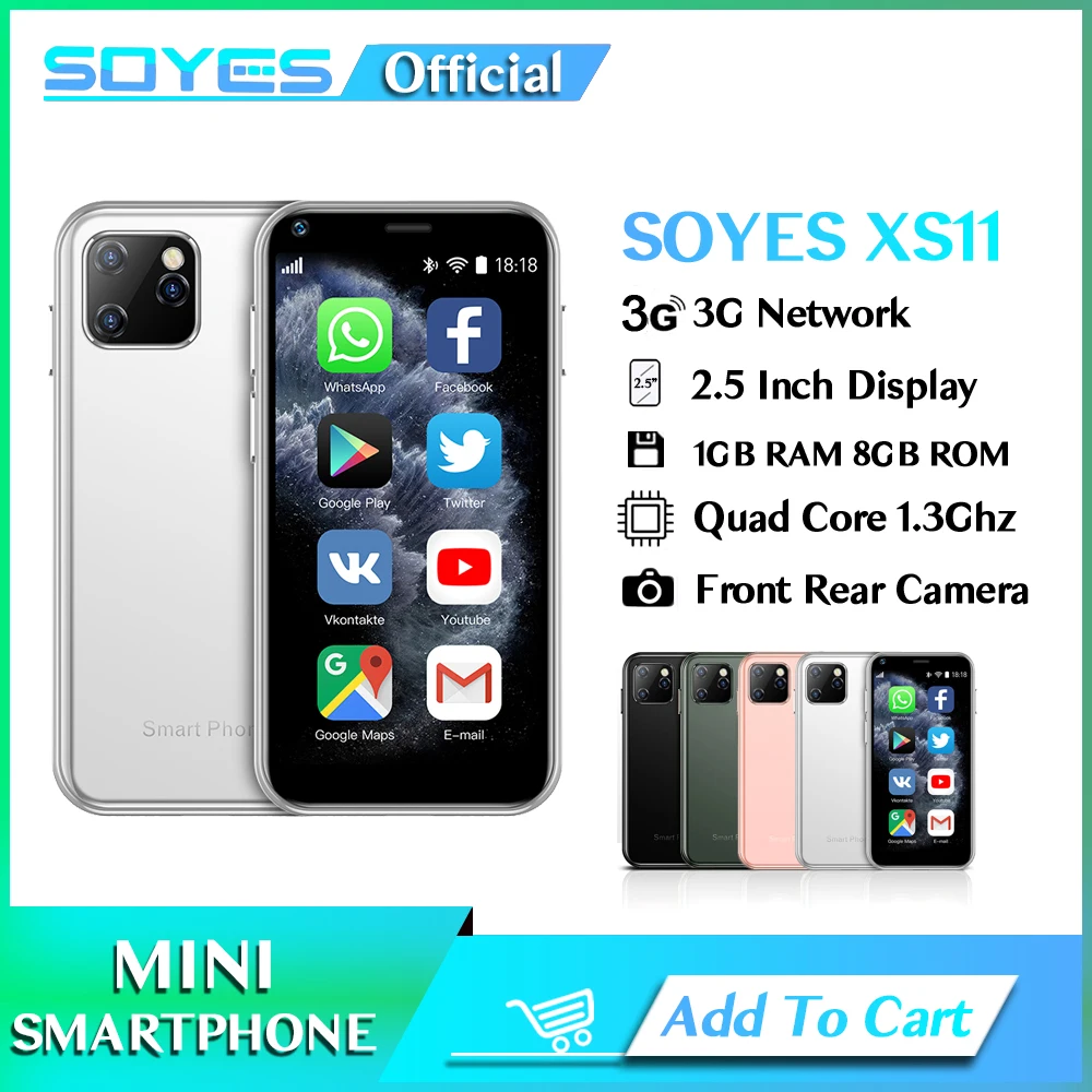 SOYES 7S XS11 אנדרואיד מיני Smartphone 2.5 אינץ Quad Core Dual SIM עם Wifi נעילת מצלמה Google לשחק חנות קטן נייד טלפון
