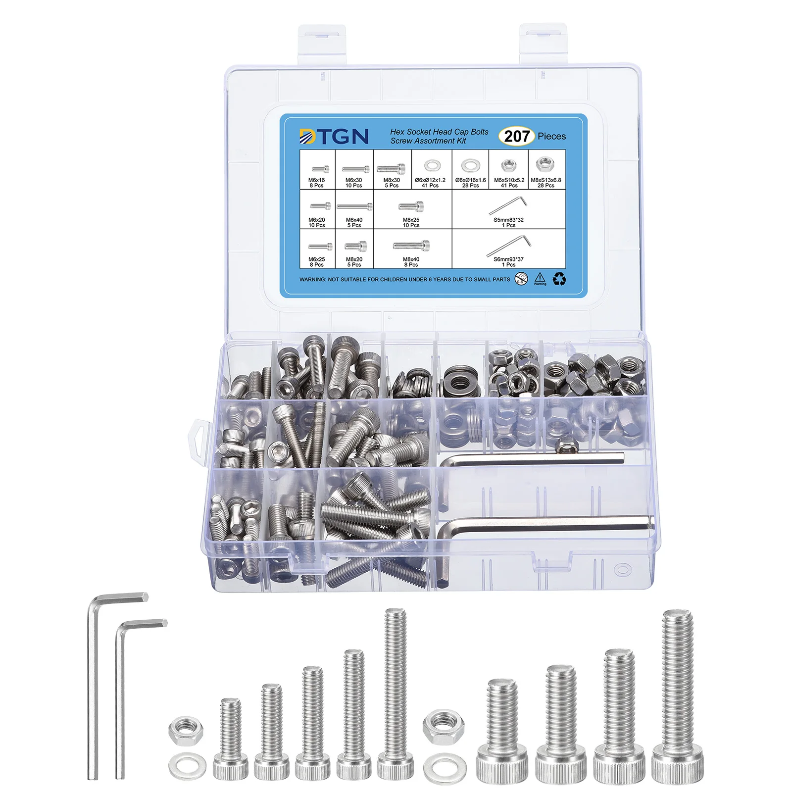 

Uxcell 50/290/660pcs Hex Socket Head Cap Bolts Nuts Set M2 M3 M6 M8 304 Stainless Steel Bolts and Nuts Kit Box