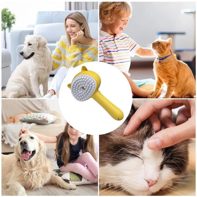 인체공학적 손잡이가 있는 고양이 브러시, 스팀 충전식 그루밍 브러시, 핸드 헬드 마사지 브러시, 150mAh 배터리 쉐딩