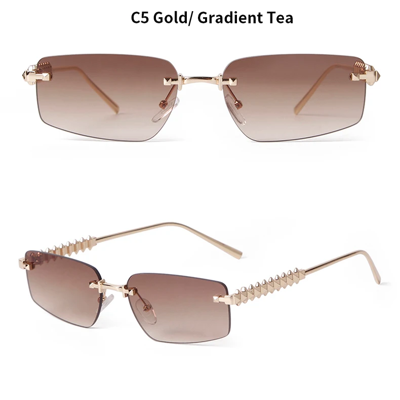 SORVINO Gradienten Randlose Sonnenbrille Frauen Männer Rechteck Mode Luxus Marke Designer Straße Schießen Brillen UV400 Sonnenbrille – Detail 9
