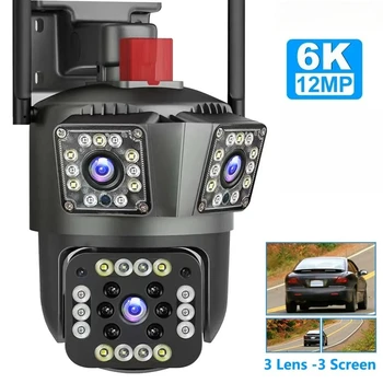 6K 12MP WiFi Security Camera with 8X Zoom Triple Lens Auto Tracking 8MP IP CCTV for Smart Home Wireless Surveillance 1