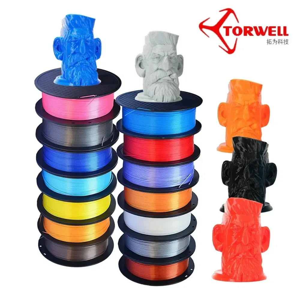 토웰 PLA 기본 플라스틱 1KG 필라멘트, 재사용 가능한 스풀 포함, 밤불랩 크리얼리티 A1 K2 3D 프린터용, 다양한 색상
