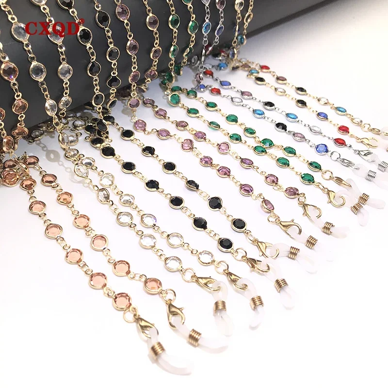 Fashion Colorful Crystal Bead Reading Glasses Chain Women's Glasses Chain Accessory Eyewear Straps Cord Sunglasses String Gift