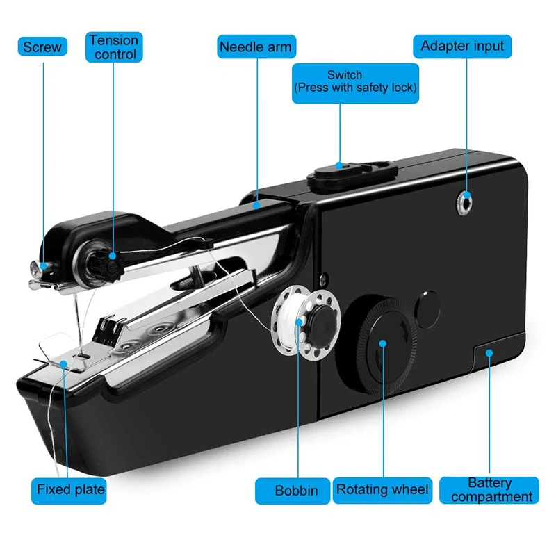USB Electric Handheld Sewing Machine Kit for Curtain Leather