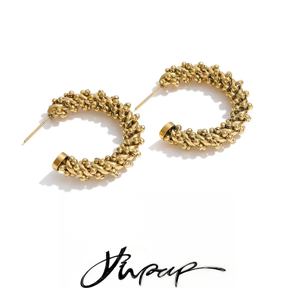 Yhpup Huggie Earrings Stainless Steel Twisted C-Shape for All Occasions