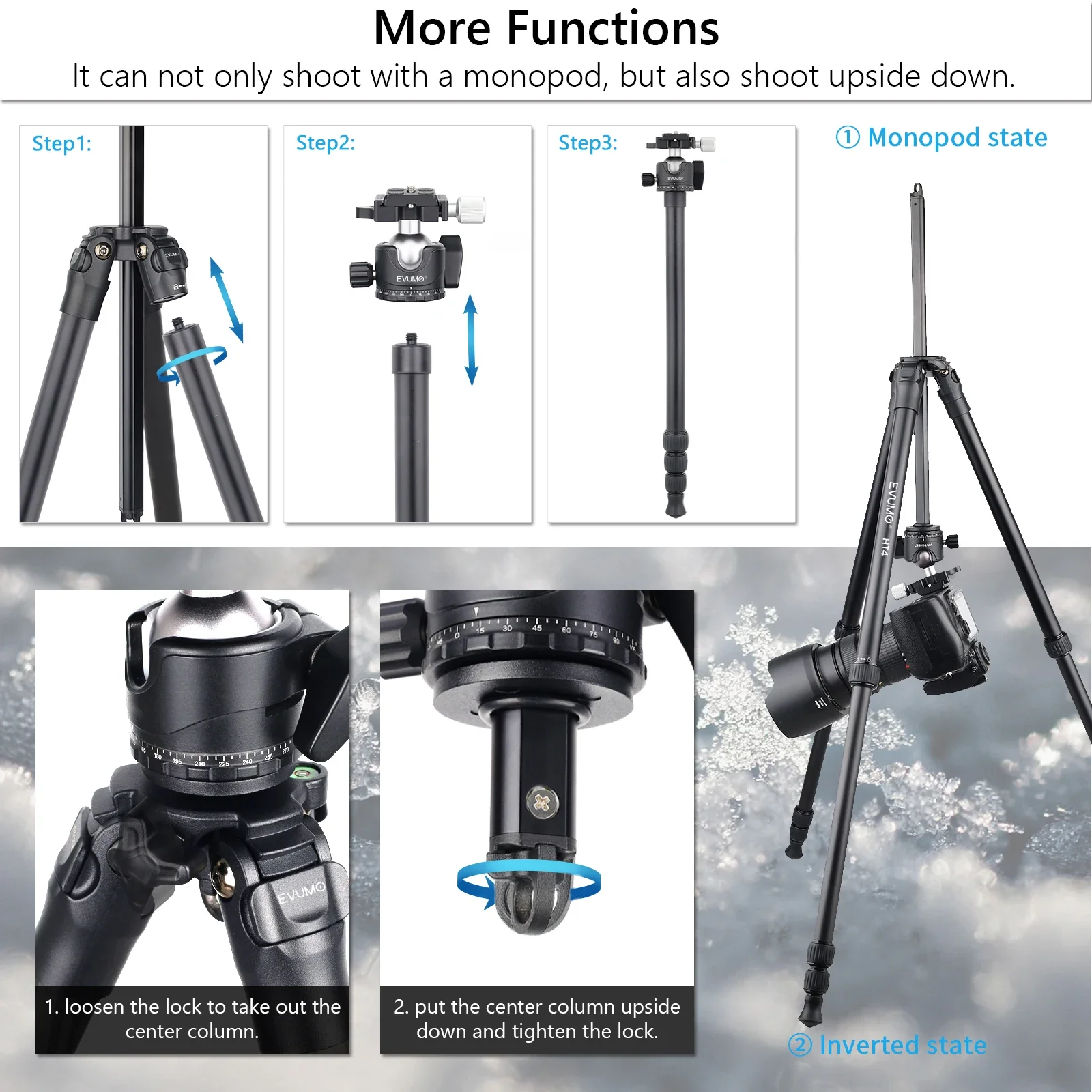 HT4 Aluminum Lightweight Travel Tripod with Panoramic Ballhead for DSLR Camcorde
