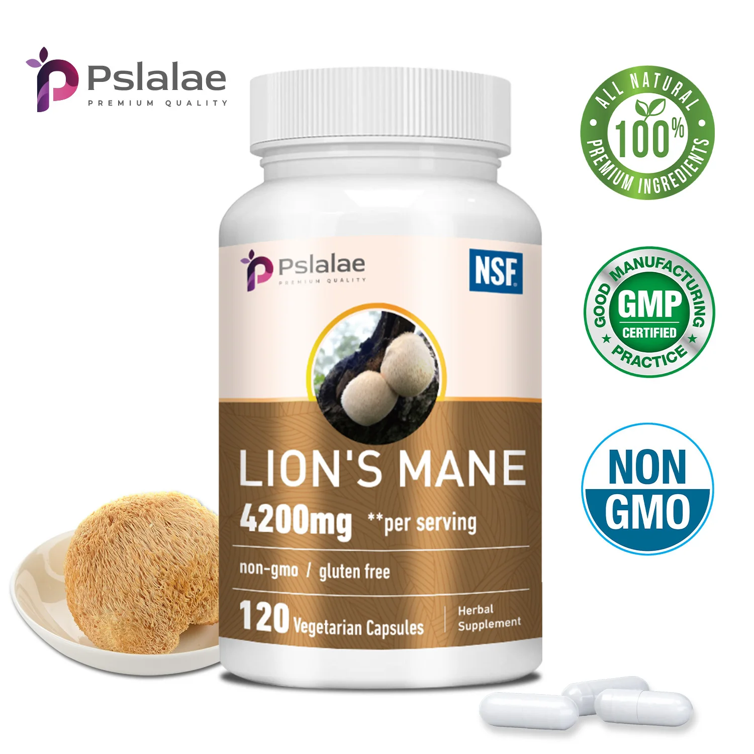 Lions Mane-Immune System Booster Improve Memory Protect Brain Nerves Relieve Stress lions mane mushroom capsules