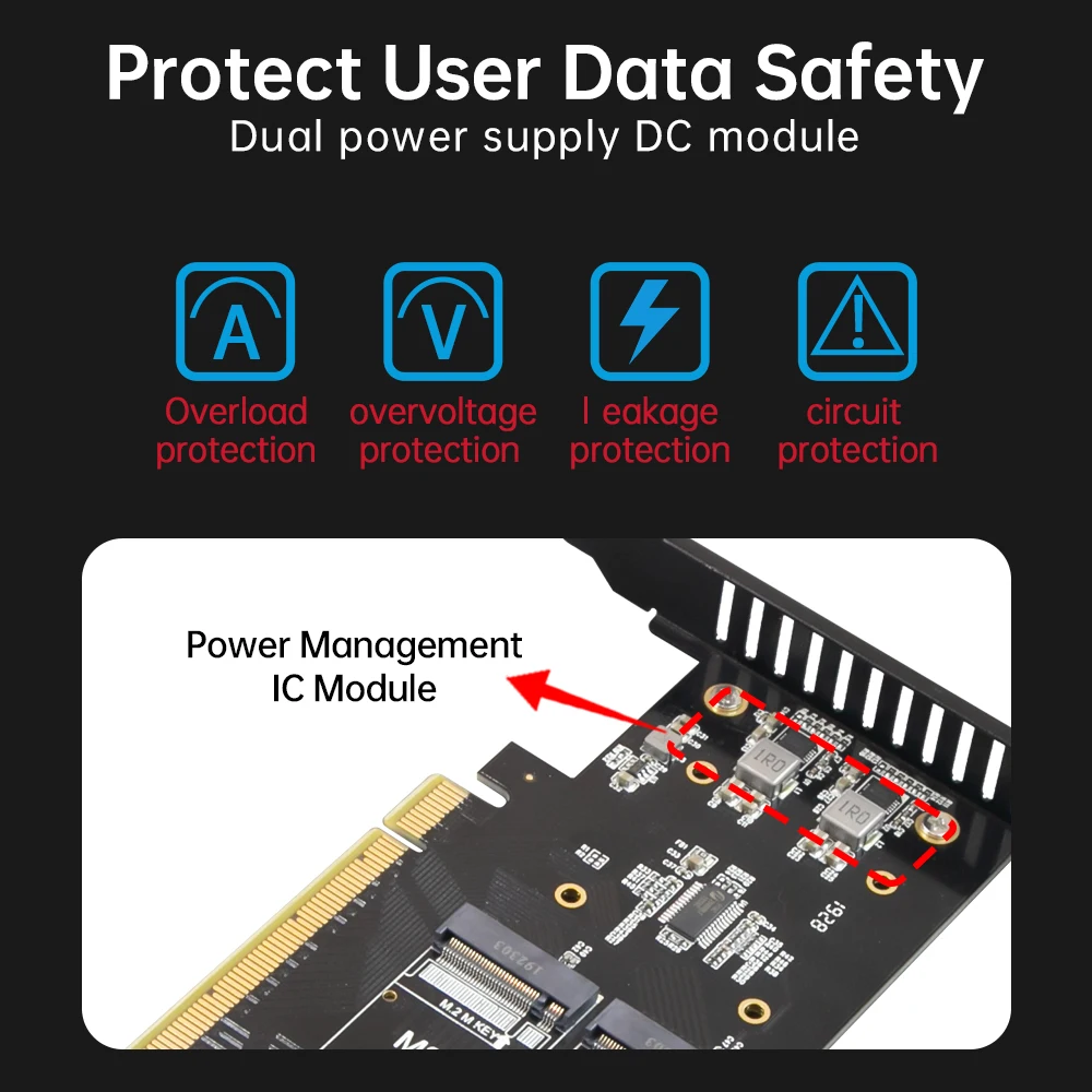 JEYI 4 SSD to PCIE 4.0 Expansion Card 4 NVMe M.2 M key to PCIe X16 Adapter