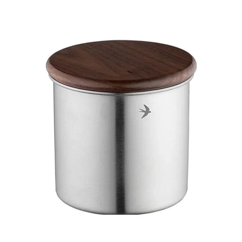 Wooden Stainless Steel Coffee Bean Storage Jar, Sealed Vintage Storage Tank, Coffee Set Retro-Style Coffee Can Home accessories 6