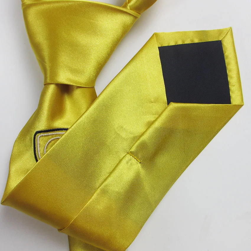 Satin olyester necktie embroidered small gold uniformal boy girl kids cool fashion performance graduate tie school cravate