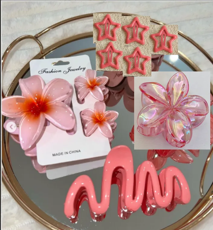 10 teile/satz Süße Farbverlauf Blume Welle Stern Haar Clips Klaue Klemme Haarnadel Frauen Strand Haarspange Haarnadel Sommer Haar zubehör