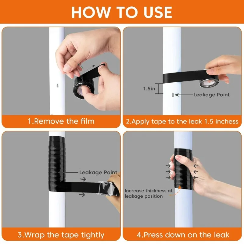 S77bc86920e774382a4ec3058f17a7d91J Self-Fusing Silicone Tape Waterproof Leaks Stop Repair Electrical Plumbing Insulation Tape Automotive Pipe Hose Bonding Tapes Mallzona