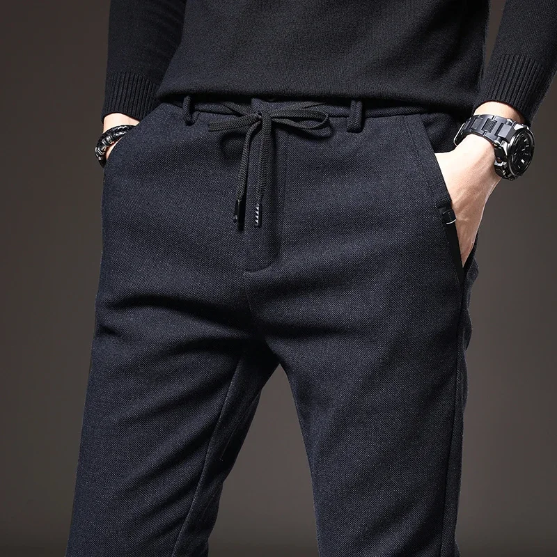 2024 Men's Slim Casual Cotton Trousers - Spring & Autumn Fashion in Black, Grey, and Blue