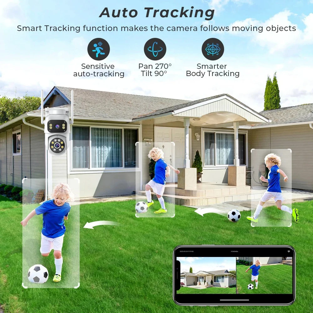 ANSVICAM 4K Ultra HD PTZ Security Camera Outdoor 5G Wifi Dual Lens Dual Screen Cameras AI Human Tracking Two-Way Audio O-Kam Pro 6