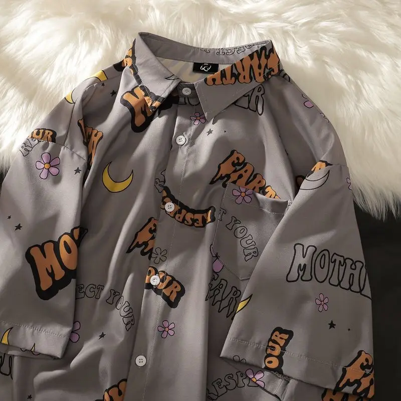 

Vintage Oil Painting Full Print Cuban Style Loose Men Shirts Women Tops Short Sleeve Beach Hawaiian Shirt Summer 2022