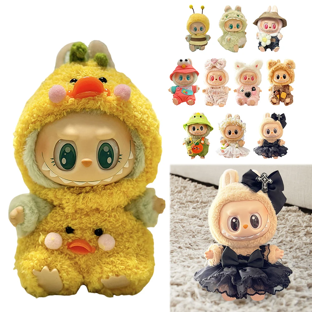 17cm Mini Plush Doll Clothes Outfit Accessories for Korea Kpop Labubu Dolls