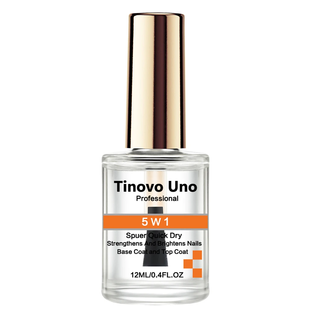 Tinovo Uno 5 W 1 Top Coat Fast Dry Base Coat Nail Strengthener Super Shiny Finish Nail Polish Manicure Hardener Repair Nail Care 6