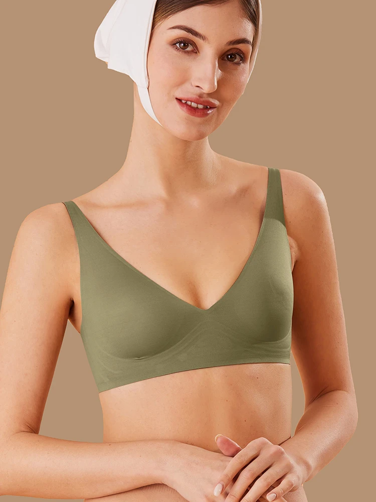 Women Latex Bra Seamless Underwear Sexy Brassieres Woman's Wireless Bras Soft Female Intimates Lingerie Plus Size Bralette S-XL 2