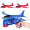 Airplane Launcher Toy, Foam Throwing Glider Plane with Catapult Gun, Outdoor Garden Interactive Shooting Game Birthday Present 1