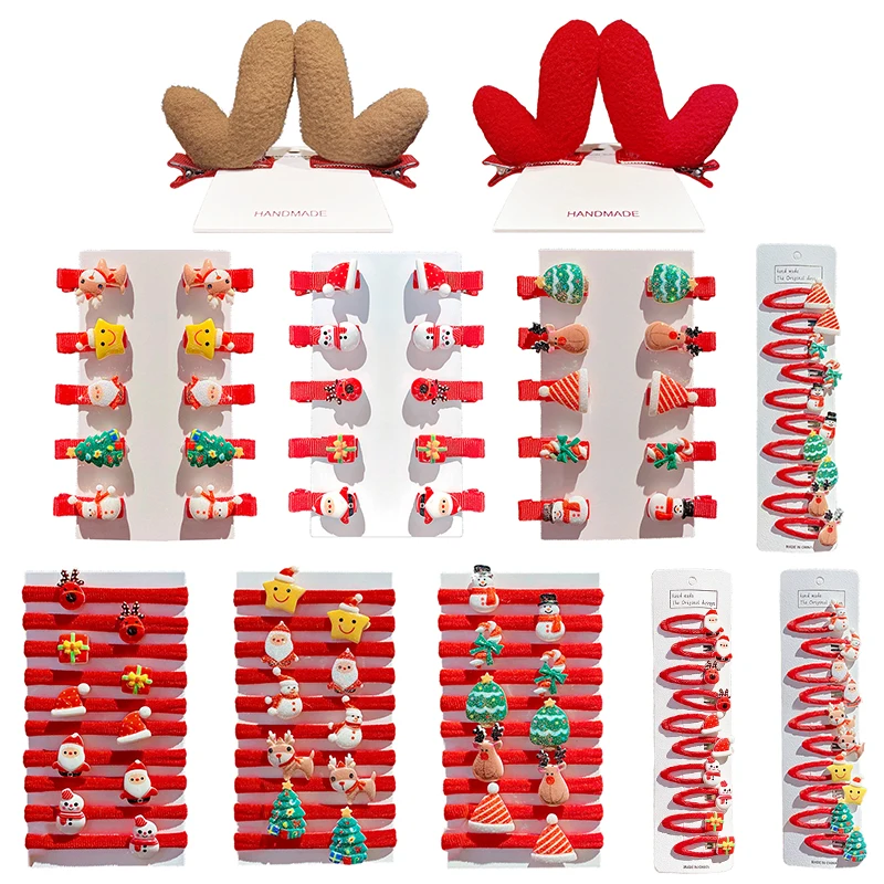 Christmas Autumn Winter Plush Clips Children Girls Heart Ultra Fairy Side Clips Knitted Hair Card Headwear Unisex Sweet Style