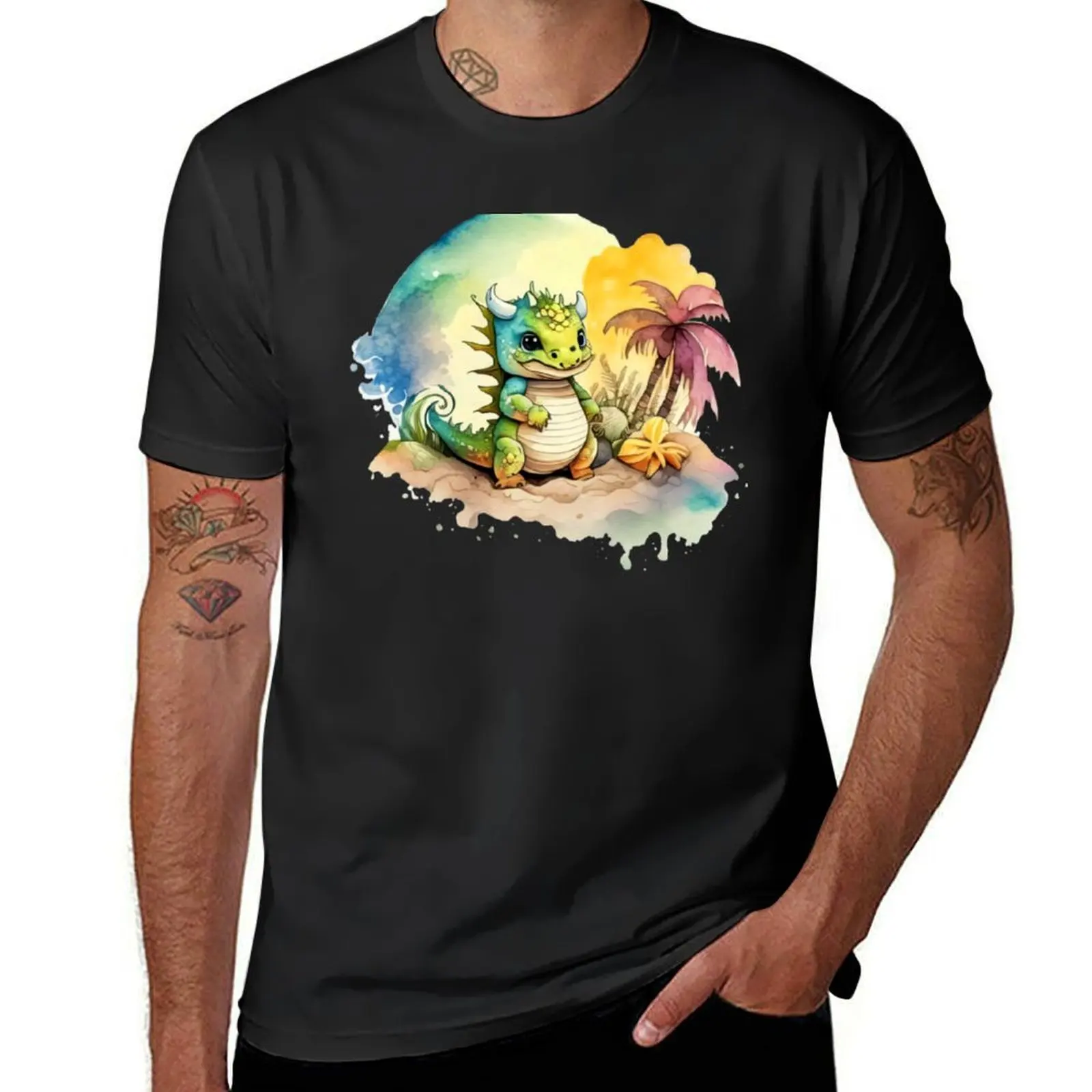 

Baby dragon on vacation T-Shirt anime animal prinfor boys funnys plus size tops men t shirts