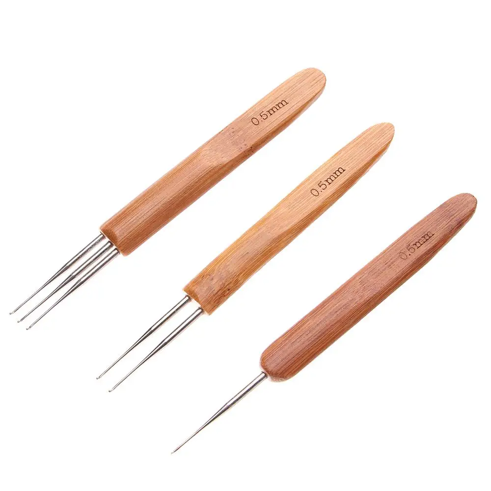 Description Picture 4 of itemHead with Stainless Steel Bamboo Handle Braiding Making Dreadlock Crochet Needle Knitting Hooks Braid Maintenance