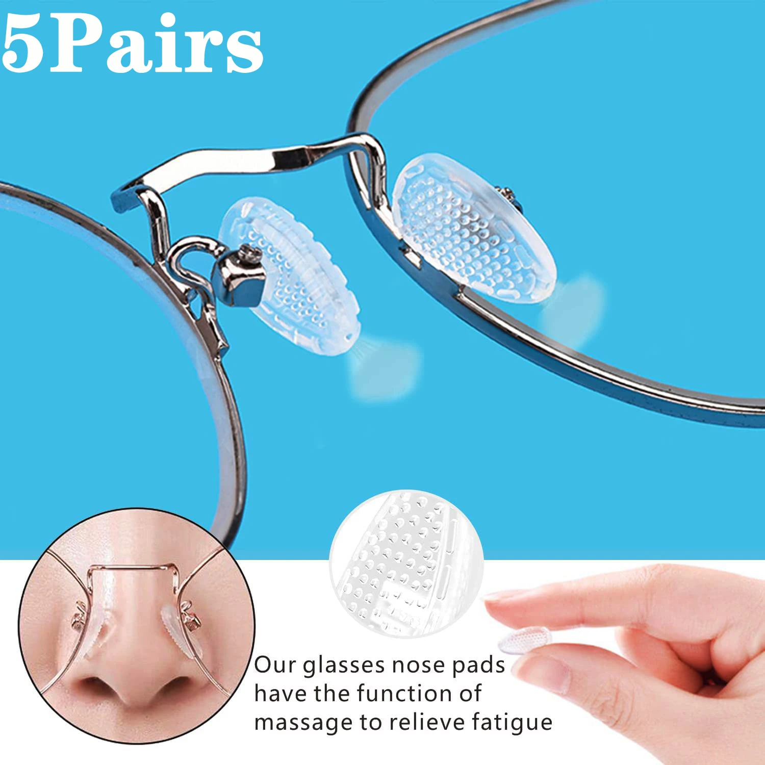

10PCS=5Pair Anti-slip Silicone Nose Pads for Eyeglasses Glasses Frame Silicone Stick on Nose Pad Eyewear Accessories Toos