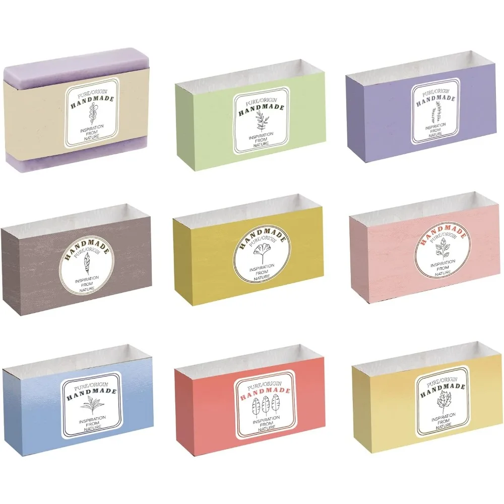 90pcs Wrap Paper Tape, 9 Style Leaf Soap Wrapper Vintage Band Label Crafts Wrapper Sleeves Covers Vertical Tags for Handmade