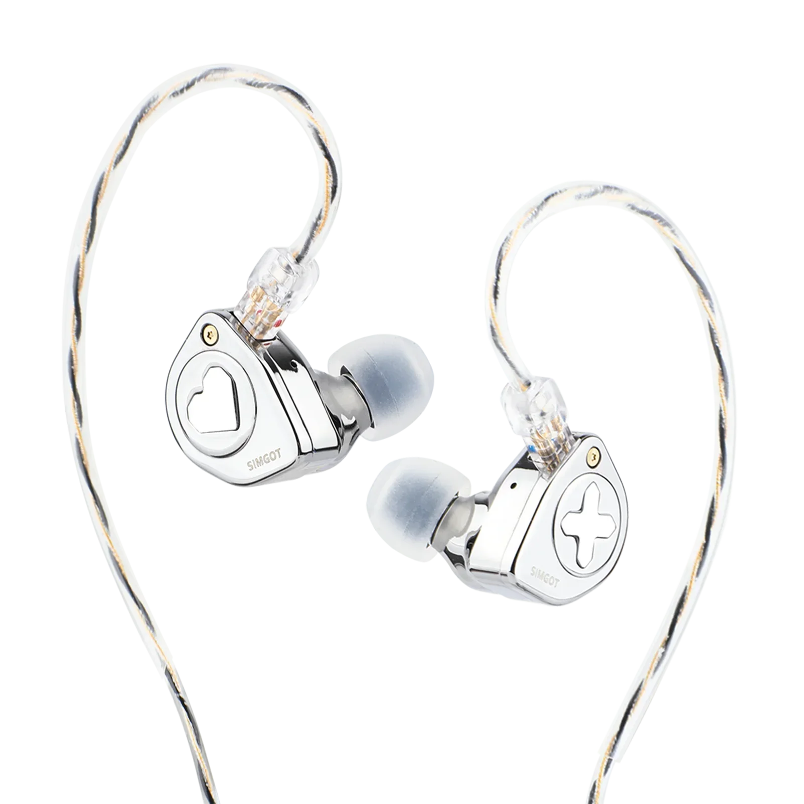 SIMGOT EW300 Headphone 1DD+1Planar+1PZT Hybrid Driver IEM HIFI Music Earphones with Detachable Nozzles Silver-Plated OFC Cable 3