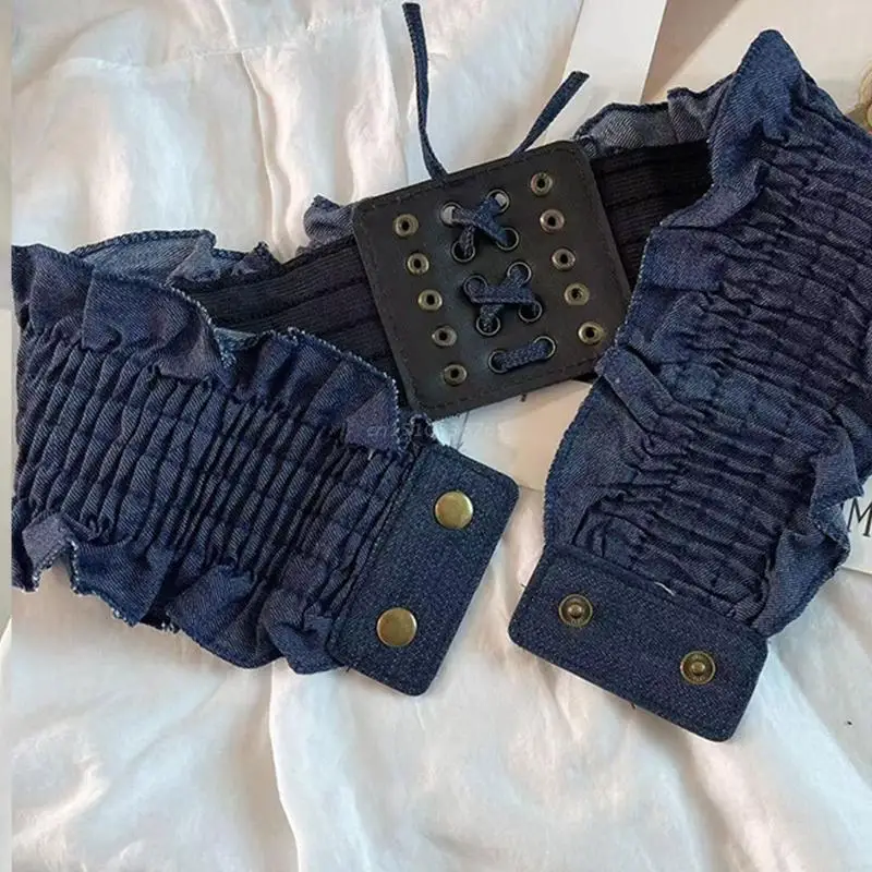 Elastic Corset Waist Belt Peplum Belt Lace Up Waistband Denim Elastic Belt Waist Cincher Belt Stretchy Belt For Dresses