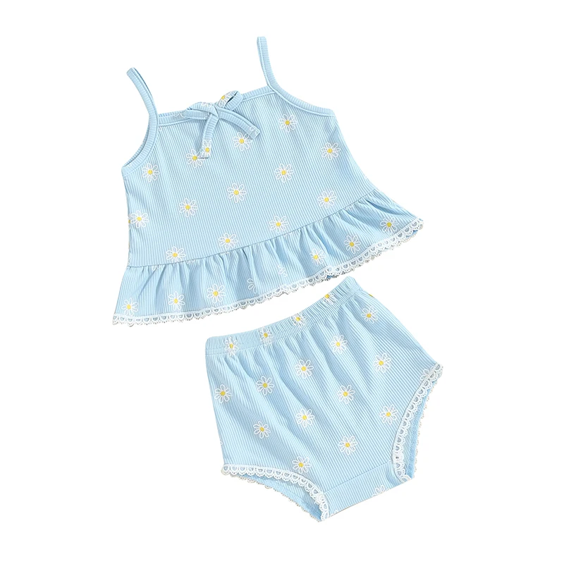 

Комплект из двух предметов для маленьких девочек, топ без рукавов с цветочным принтом и шорты