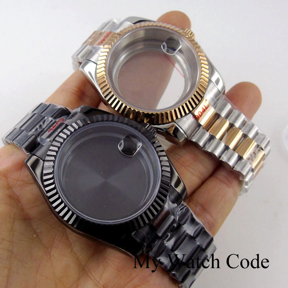 Waterproof Silver Gold Fluted Curved Watch Case for NH34 NH35 NH36 NH38 NH39 NH70 NH72 ETA2824 PT5000 MINGZHU DG MIYOTA 36mm