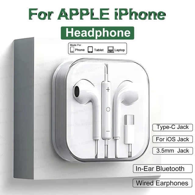 Pour Apple Type C casque filaire pour iPhone 11 13 14 15 16 17 Pro Max iPad ordinateurs portables tablette 3.5mm téléphone écouteurs stéréo écouteurs 1
