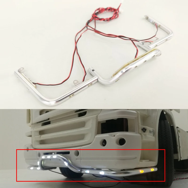 

LED Simulation 3v Silver Front Bumper Light for 1/14 Tamiya RC Truck Car Scania R730 R620 R470 56323 Diy Parts Toys