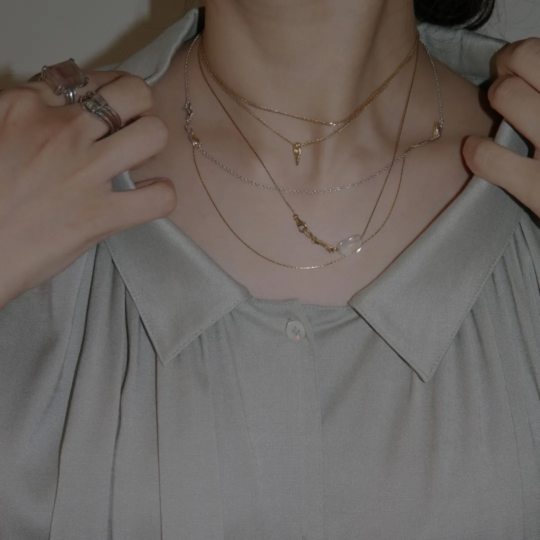 

2024 Niche Design 925 Silver Two-tones Gold Thin Chain Multi-functional Multi-wears Chokers Long Neck Chain Sweater Necklaces