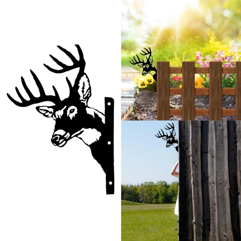 

Peeping Deer Metal Farm Garden Decoration Fence Animal Stake Outdoor DropShip
