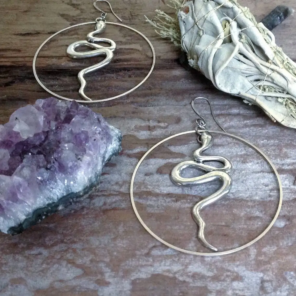 Medusa-Orecchini A Cerchio Serpente-Serpente-Goth-Regalo-Gotico-Cerchi-Argento-Prurito-Dea-Dark-Statement