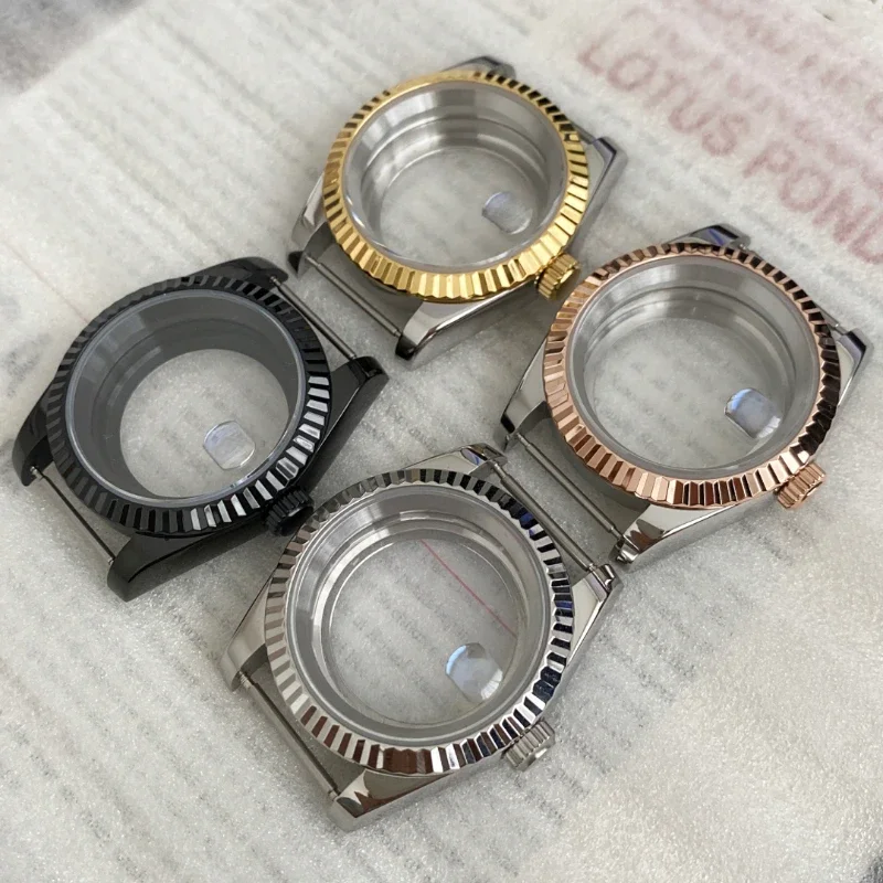 Log Dog Tooth Ring Custodia In Acciaio Di Precisione 39Mm Vetro Zaffiro Adattabile Nh35/36 Movimento Accessori Per La Modifica Dell'Orologio
