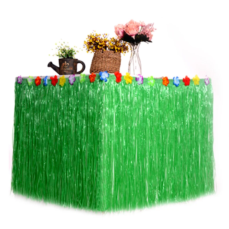 Party Grass Straw Color Table Skirt Straw Hawaiian Summer Theme Party Supplies for Tropical Hawaii Decor Door Hanging