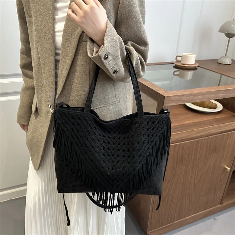 Woven Tote Bag Womens Purse Leather Shoulder Handbags Fashion Large Capacity Crossbody Tote Bags Travel Messegner Bags