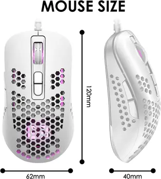 Ziyoulang 383 Ultralight Wired Gaming Mouse DPI 2400 Lightweight Honeycomb Shell RGB Breathing Backlit Optical Computer Mice 2
