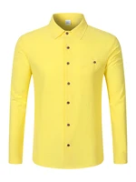 Chemise à manches longues en coton et chanvre pour hommes, ample et décontractée, avec col de poche, nouvelle collection automne 2025 3