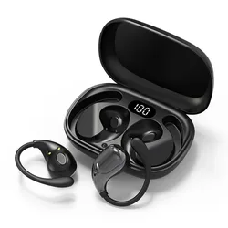 Bluetooth 5.4 Noise Cancelling Waterproof Wireless Earphones with Ear Hook and Built - in Mic (Black)